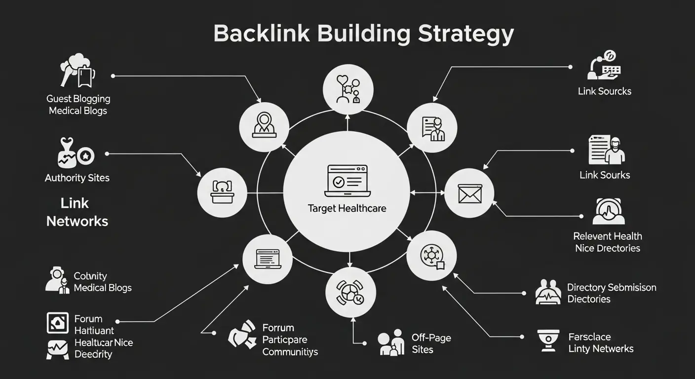 SEO çalışmaları kapsamında uygulanan etkili backlink stratejilerini simgeleyen şema.