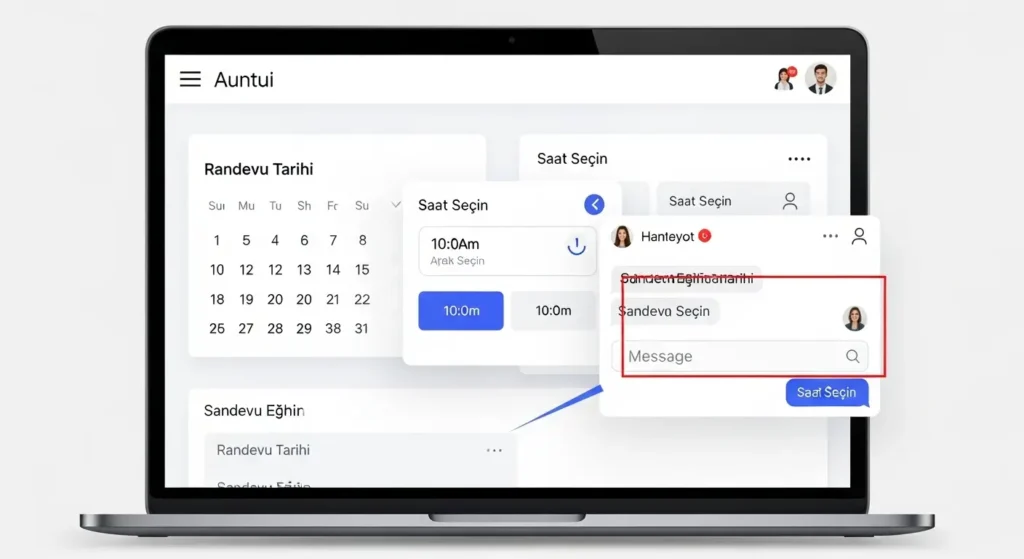 Doktor web sitesinde hasta etkileşimini artıran online randevu ve iletişim ekranı.