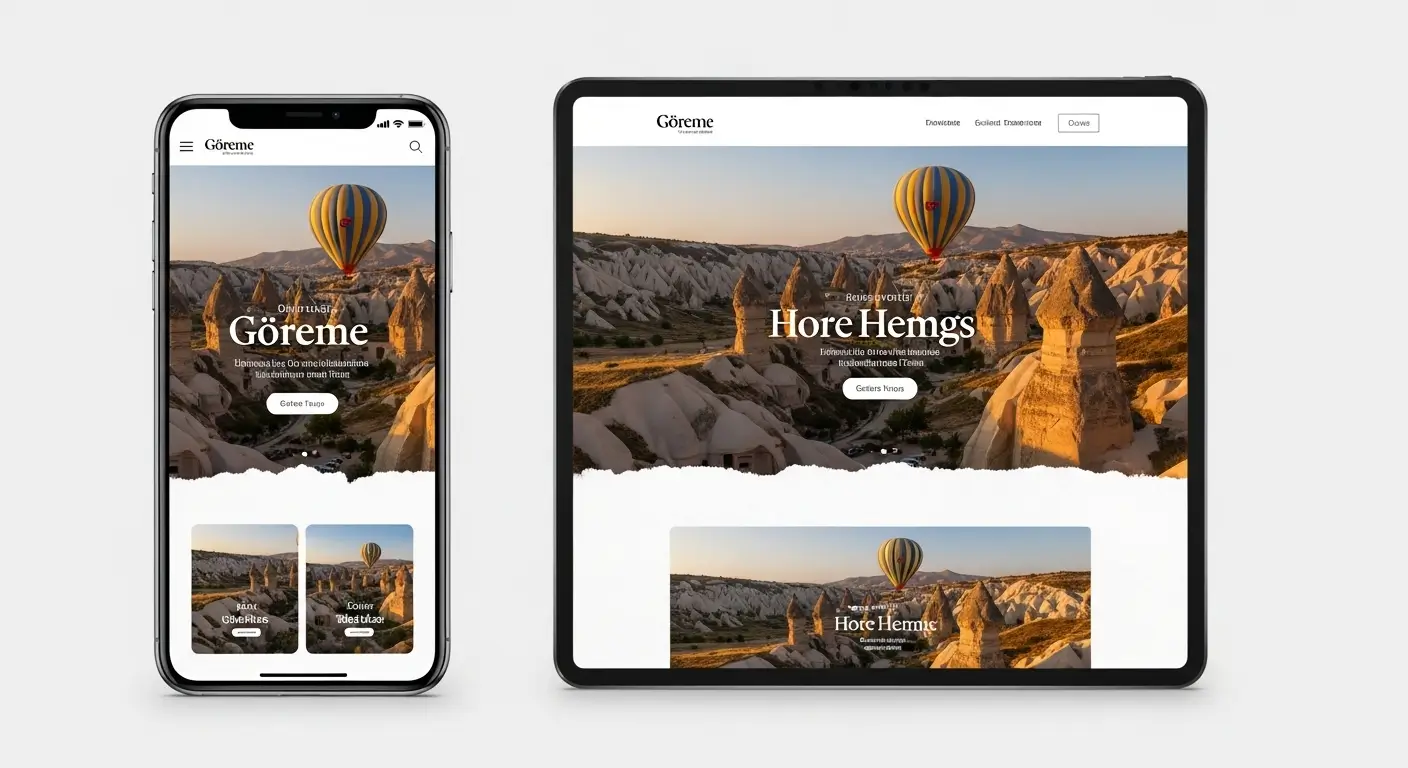 Göreme bölgesine özel, mobil cihazlarda sorunsuz çalışan modern web tasarım çözümü.