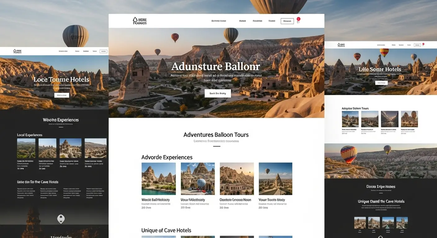 Göreme’deki turizm işletmeleri için hazırlanmış kullanıcı dostu web sitesi arayüzü örneği.