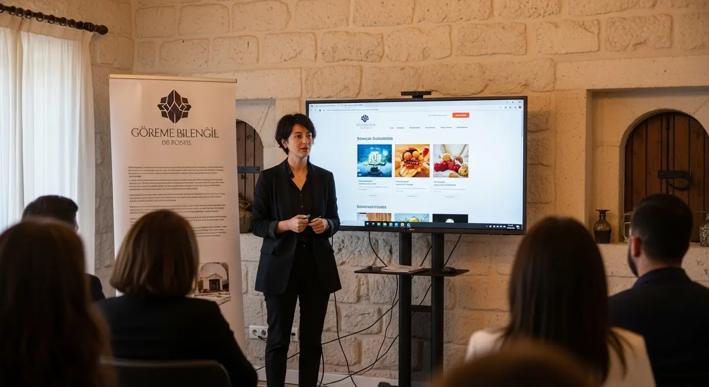 Göreme'deki işletmelere sunulan web tasarım projesi sunumunu ve dijital stratejileri temsil eden görsel.