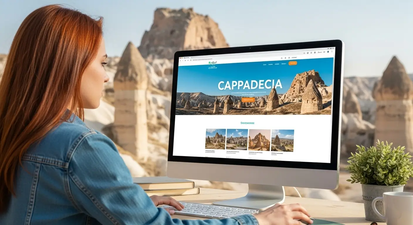 Göreme bölgesine özel web tasarım hizmetini ve dijital çözümleri simgeleyen modern kapak görseli.