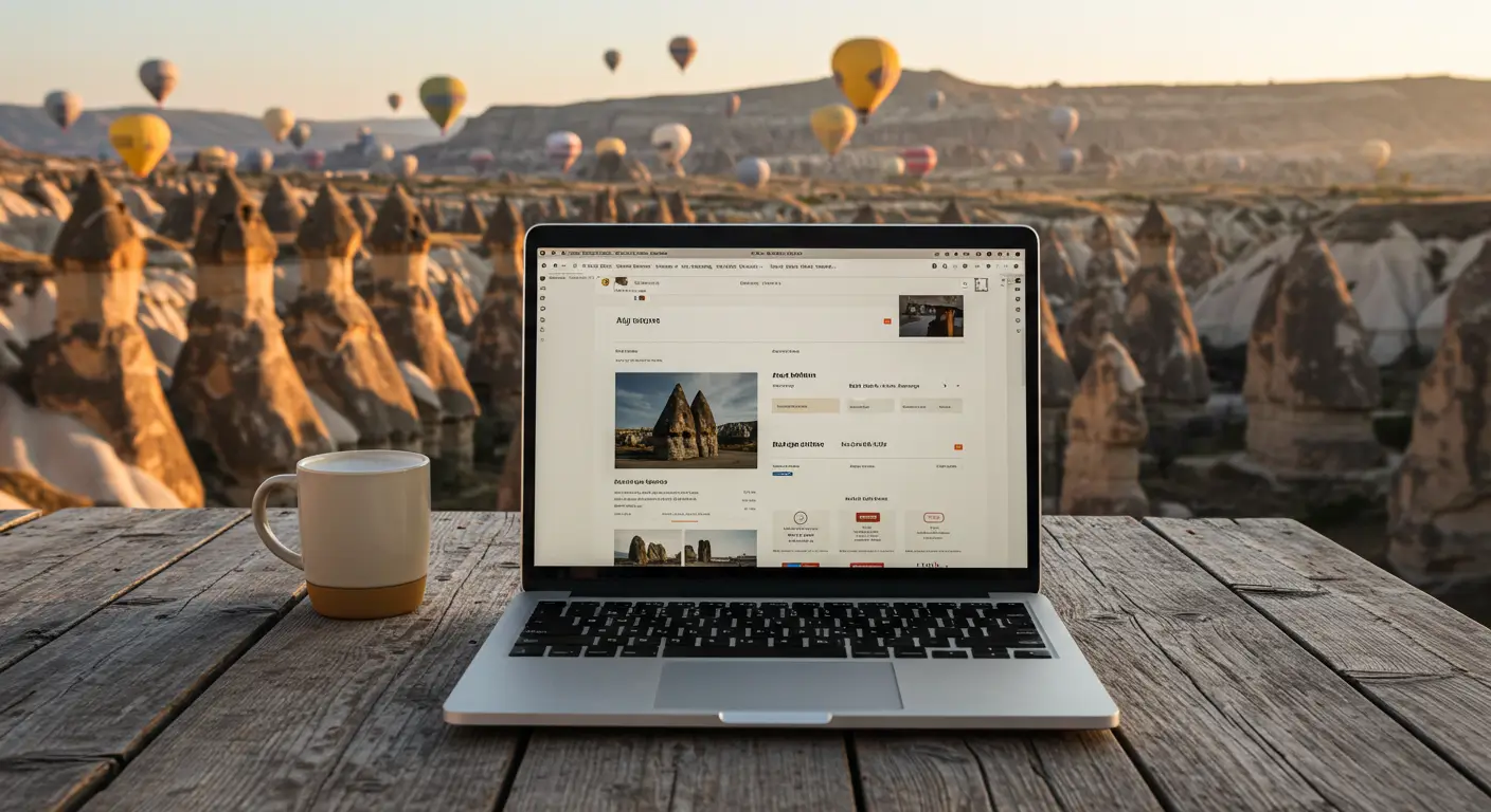 Kapadokya'da Web Tasarımı yaparken doğal güzelliklerden ilham alan modern bir tasarımcı
