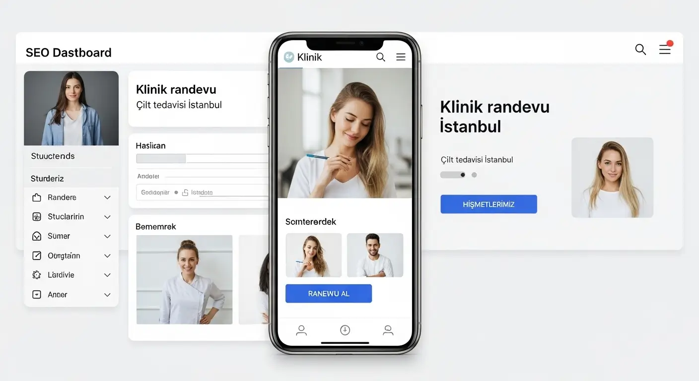 Klinik web sitelerinde mobil uyumluluk ve kullanıcı deneyimi odaklı tasarımı temsil eden arayüz örneği.