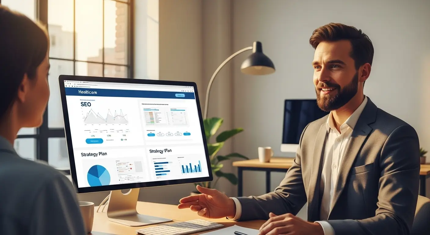 SEO danışmanının stratejik yönlendirmeler sunduğu danışmanlık hizmeti sahnesi.