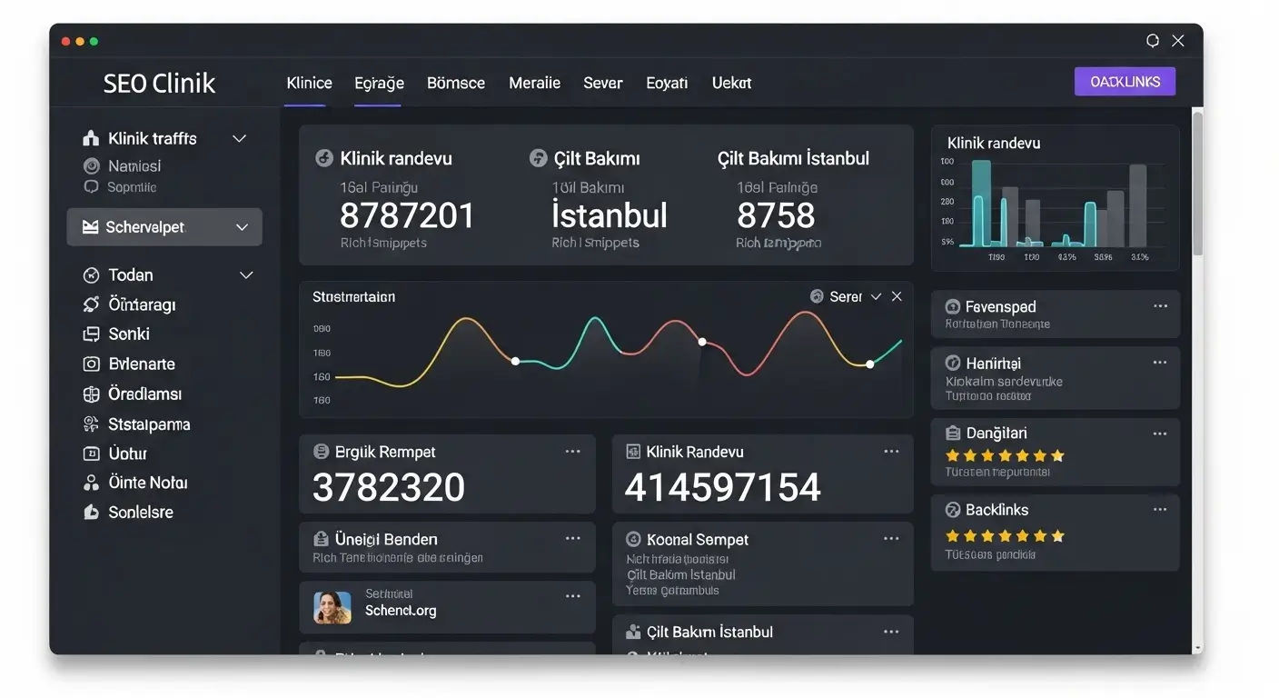 Kliniklere özel SEO çalışmalarıyla uyumlu site yapısını ve anahtar kelime optimizasyonunu gösteren görsel.
