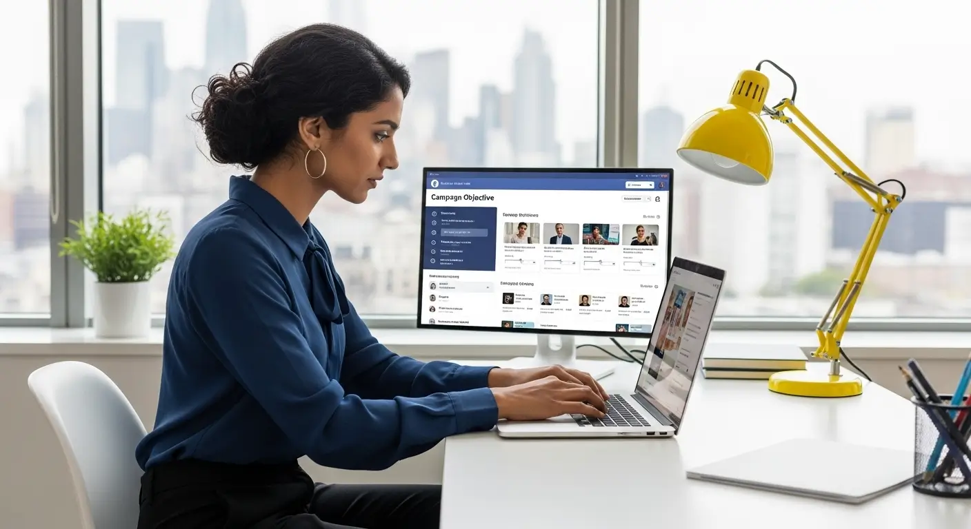 Facebook ve Instagram reklamları için doğru hedef kitle stratejisini oluşturan dijital pazarlama uzmanı.
