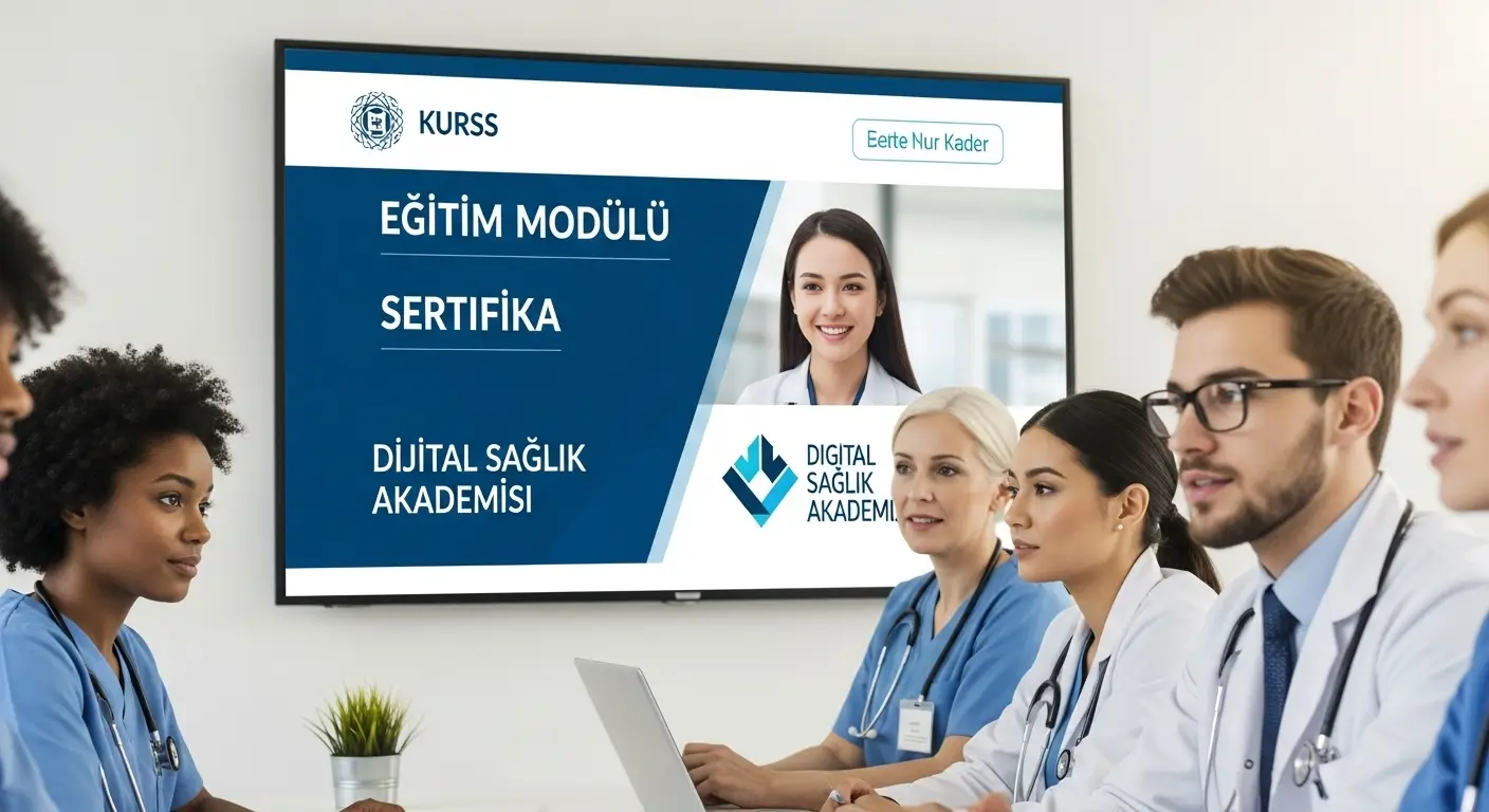 Dijital sağlık alanında çalışanların sürekli gelişimini destekleyen online eğitim ortamı.