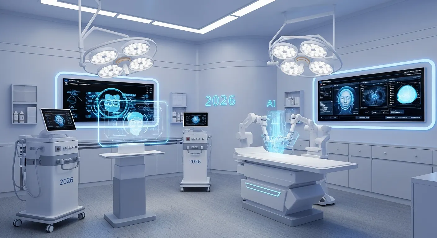 2026 yılında popüler estetik operasyonlar ve gelecek teknolojileri gösteren modern klinik görüntüsü
