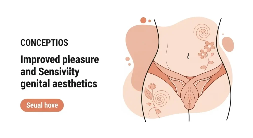 Genital estetik sonrası artan cinsel haz ve duyarlılığı anlatan sembolik görsel.
