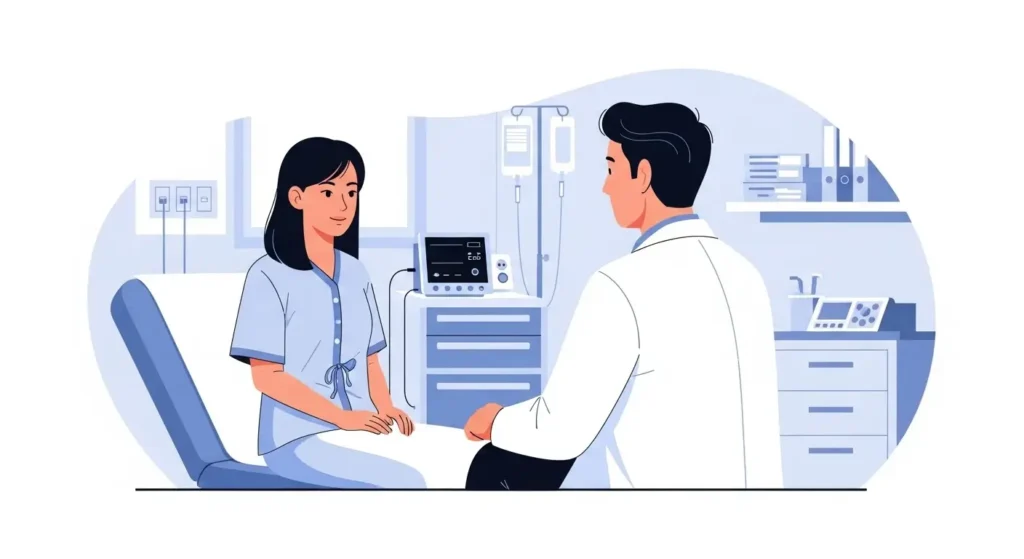 Genital estetik sonrası doktor kontrollerini ve takip sürecini anlatan görsel.