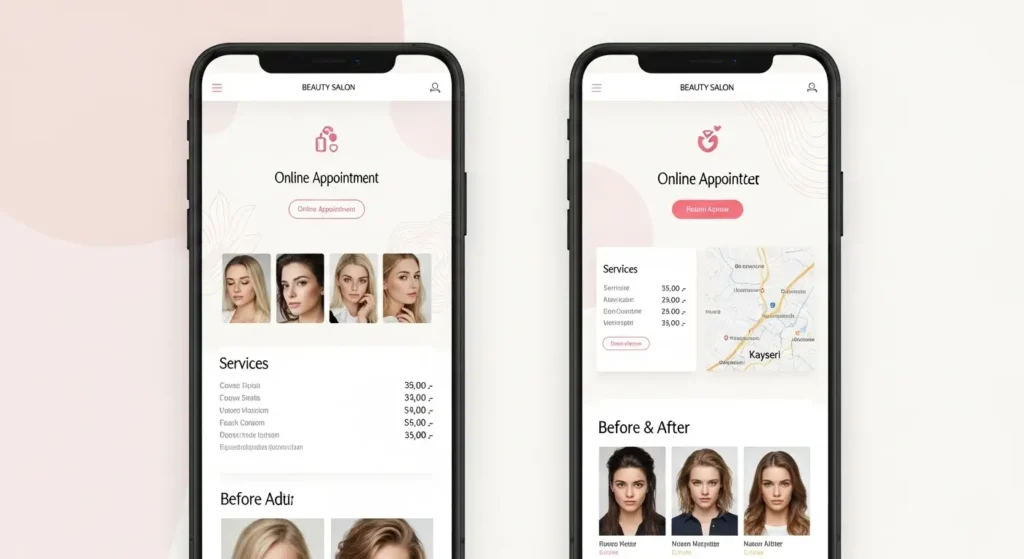 Kayseri güzellik salonu için Doktor Ajans tarafından tasarlanan mobil uyumlu, SEO odaklı web sitesi örneği